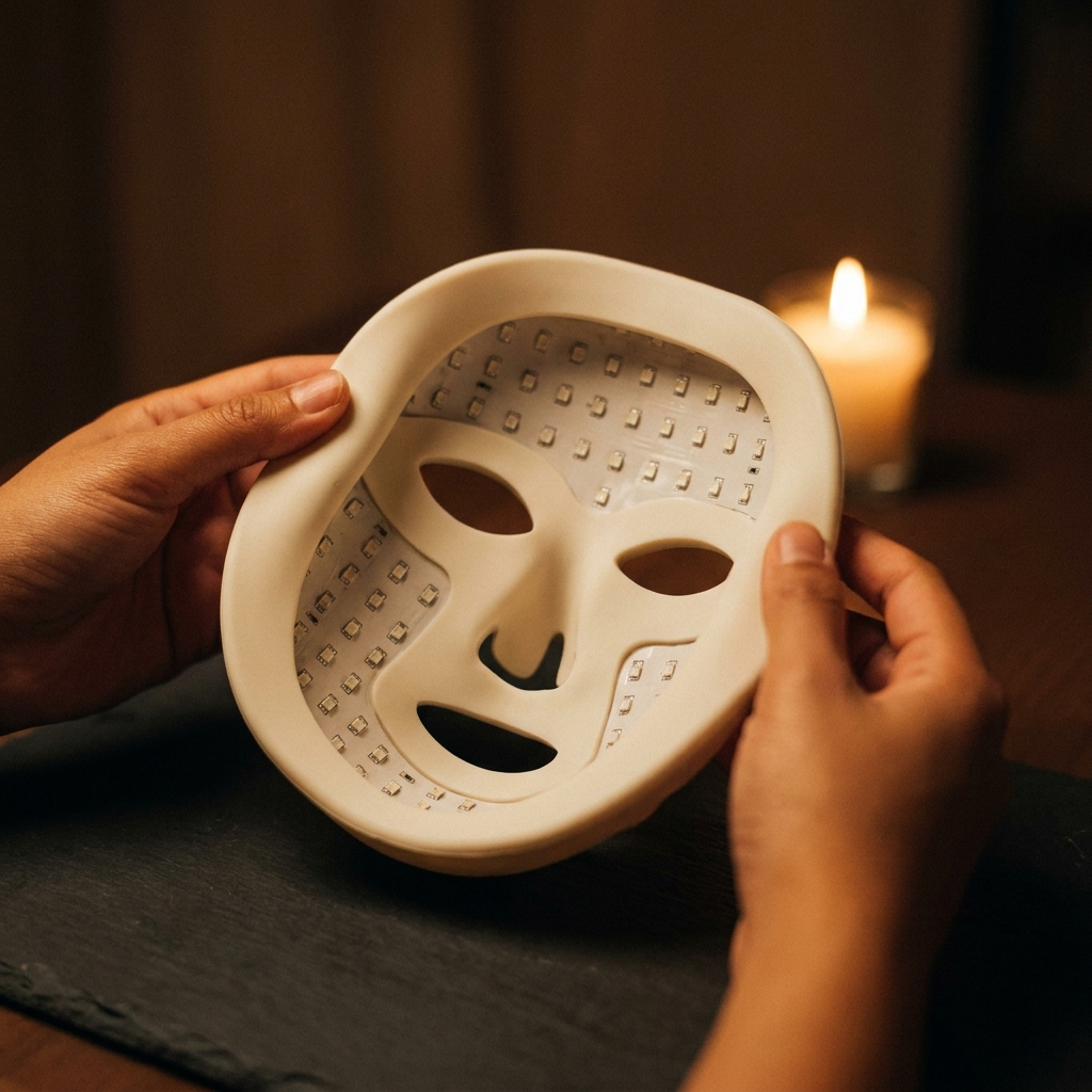 Deux mains plient le Masque en silicone souple